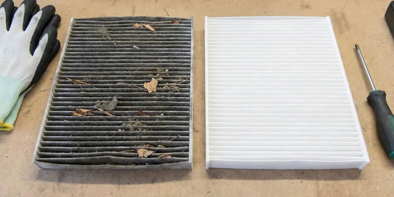 filtro cabina deteriorado vs filtro cabina nuevo
