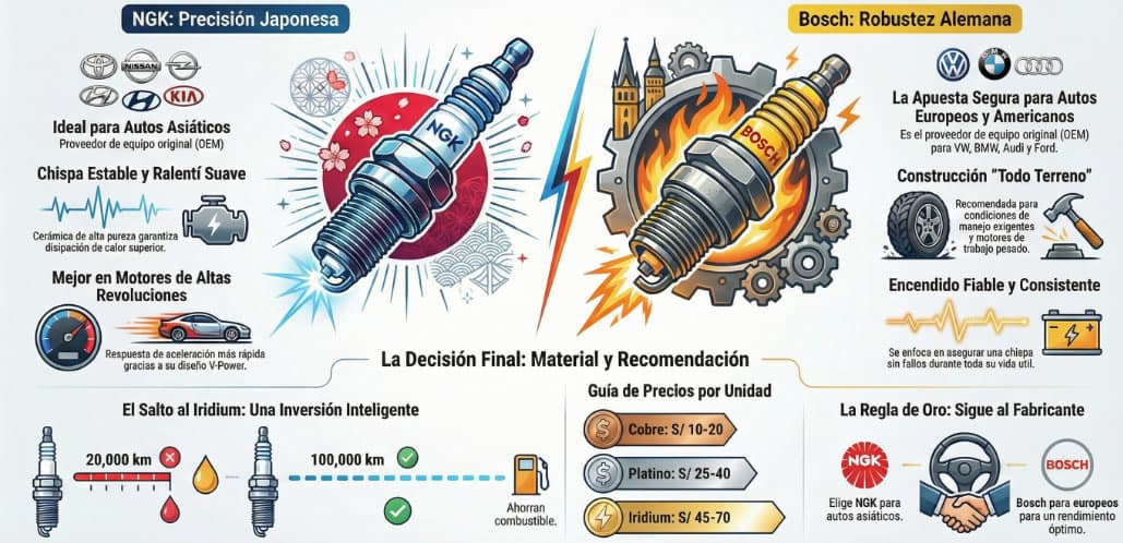 Bujías NGK vs Bujías BOSCH