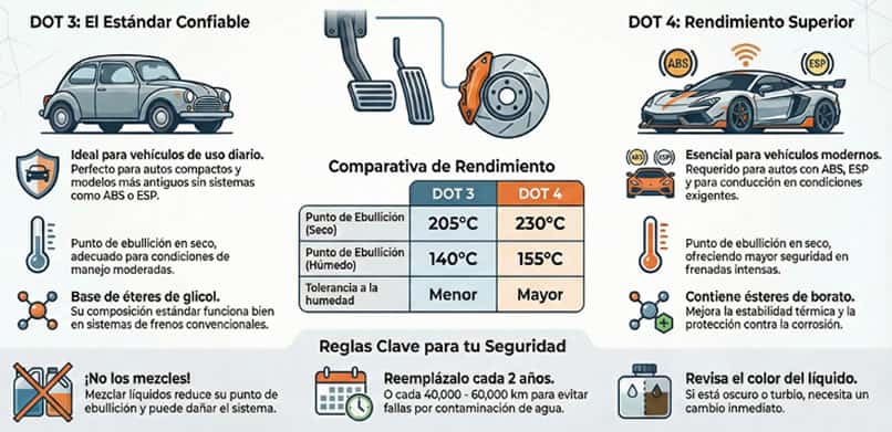 comparación liquidos frenos fluidos