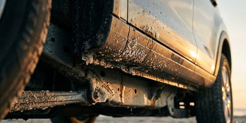 auto con la carroceria llena con salitre