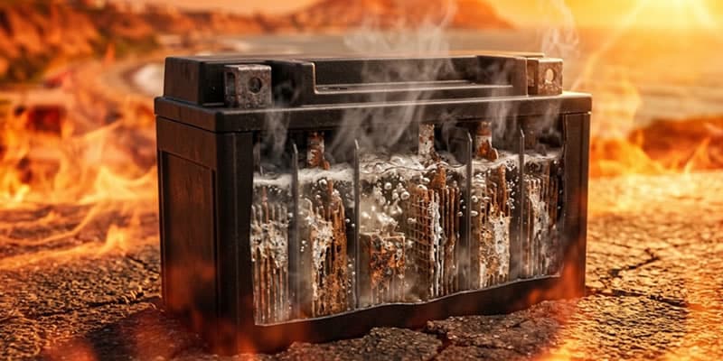 bateria moto calor verano